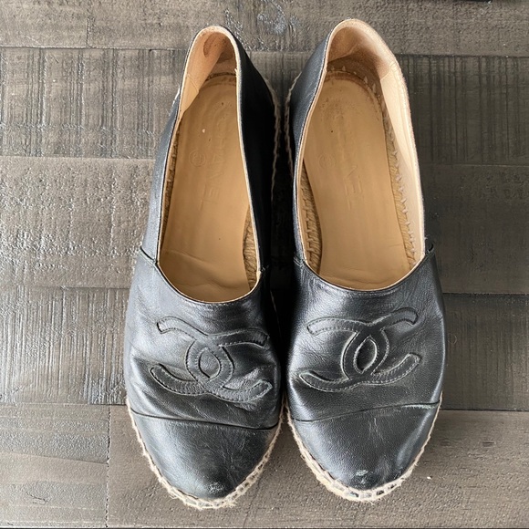 CHANEL Black Leather Espadrilles - Picture 2 of 7
